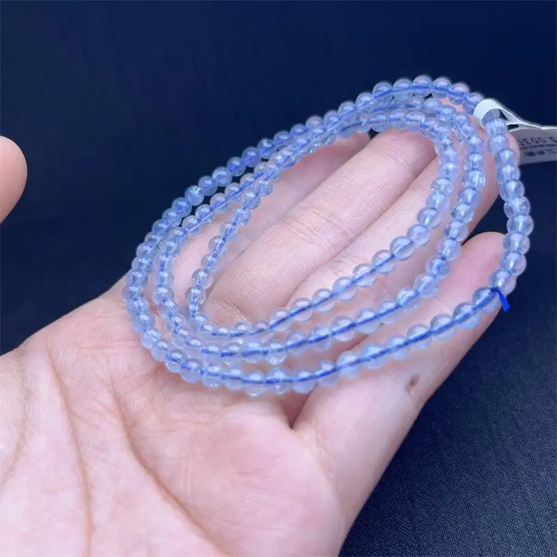 

5MM Natural Aquamarine Triple Circle Bracelet Gemstone Crystal Reiki Healing Gemstone Bracelet Fengshui Jewelry Gift 1pcs