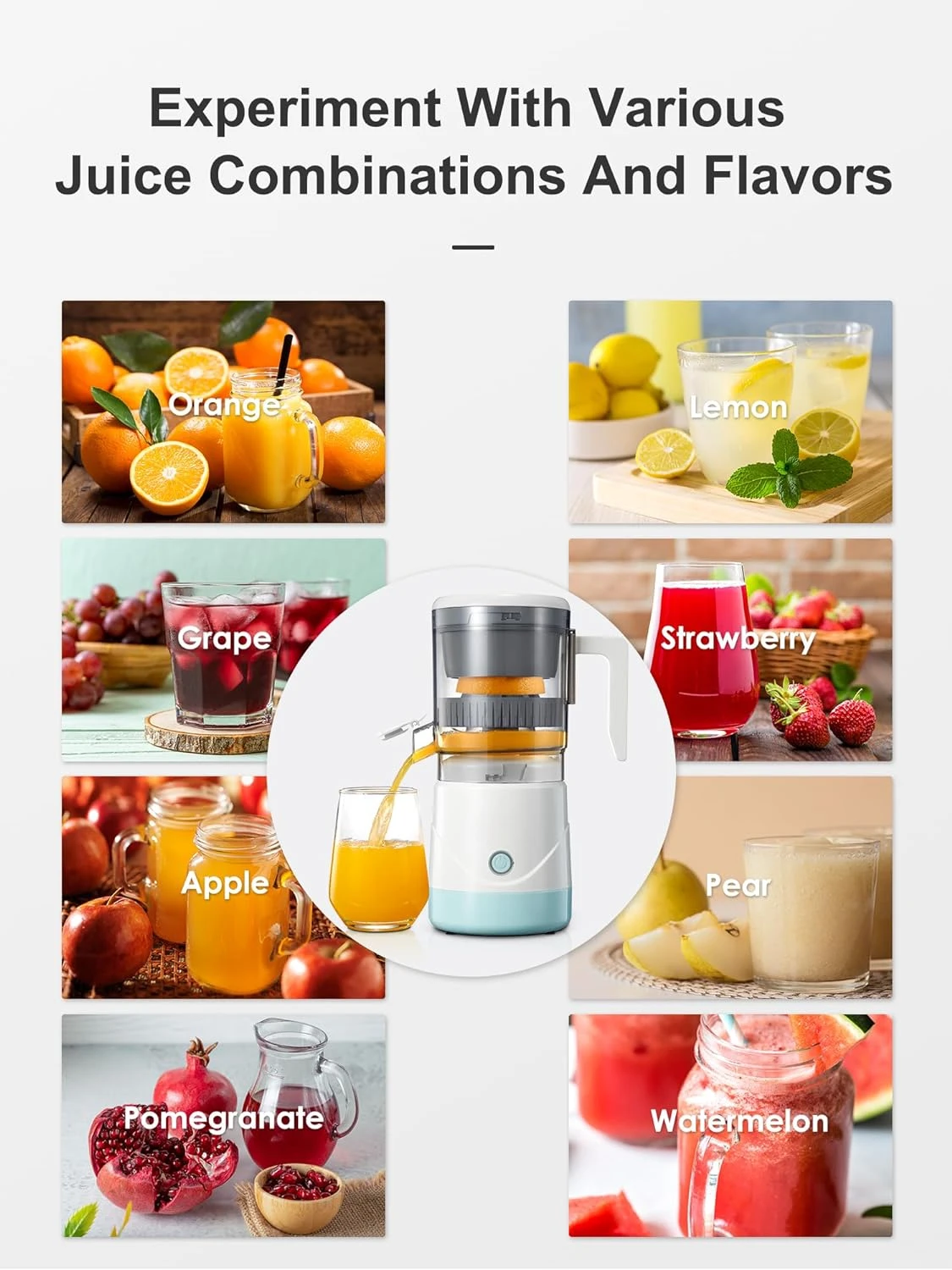 HAOYUNMA Juicer, Reemix Full-Automatic Orange Juicer Squeezer for Orange, Lemon, Grapefruit, Citrus Juicer with Cleaning