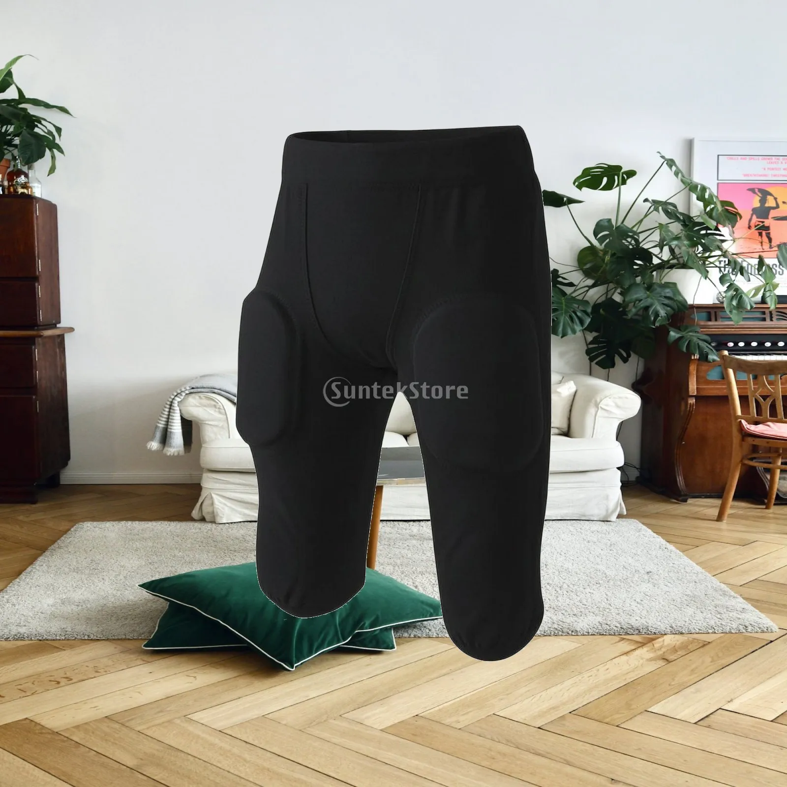 Athletic Football Pants with Detachable Pads for Men Polyester Long Length Lower Wear for Collision Exercises and Practice