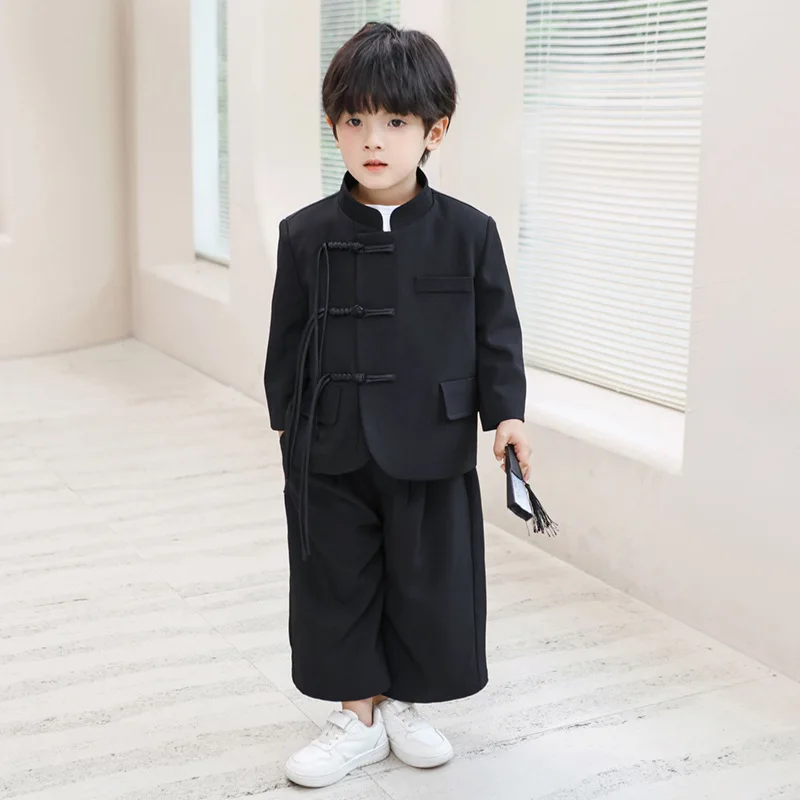 

Children Chinese Style Zhongshan Suit Boys Shun Oguri Jacket Pants Clothing Set Kids Han Dynasty Dress Student Graduation Dress