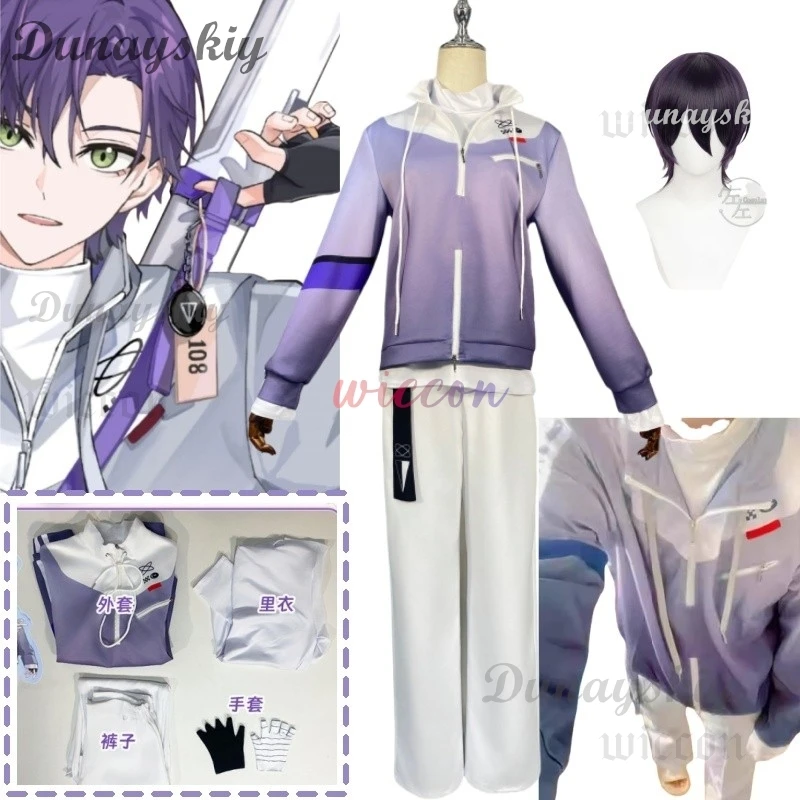 

Virtual YouTuber Anime NIJISANJI Kenmochi Toya Cosplay Costume Tracksuit Hoodies Pullover Wig Adult Man Daily Party Suit