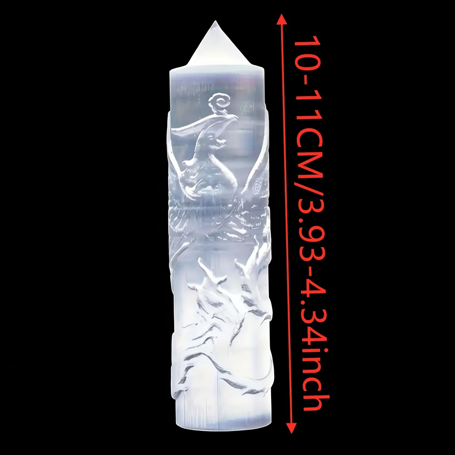 1pc Hand-Carved Tower Made of Selenite Stone Featuring a Dragon or Phoenix Design, Ideal as a Decorative Item for Your Home