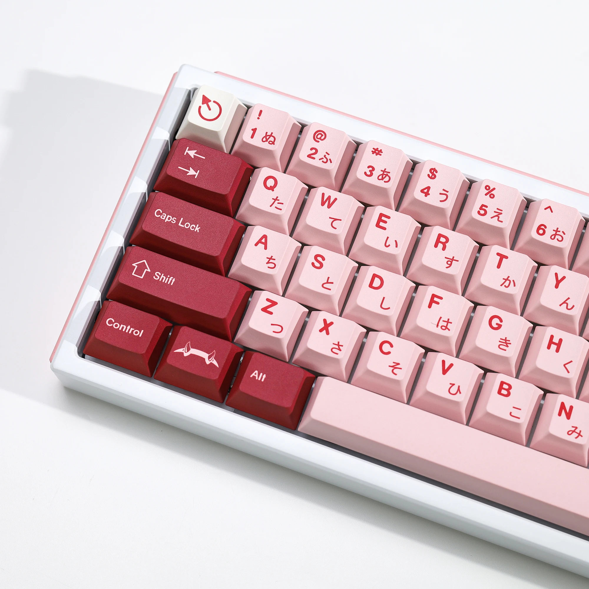 KBDiy Cherry Profile Japanese Keycaps for Mechanical Keyboard GMK Darling Keycaps PBT Pink Retro ISO 7u Five Sides Sublimation