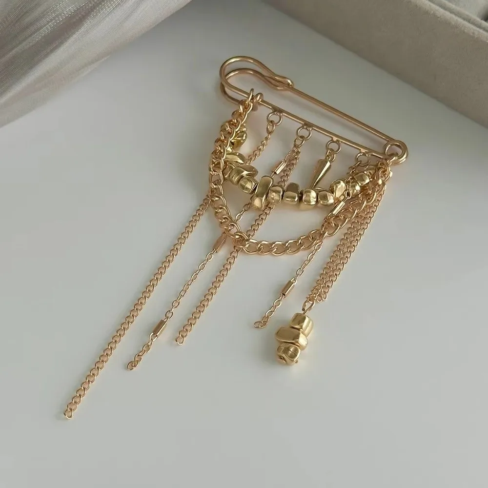 New Multi-Functional Chain Tassel Brooches Handmade Adjustable Beaded Chain Pin Detachable Fixator Trouser Leg Women