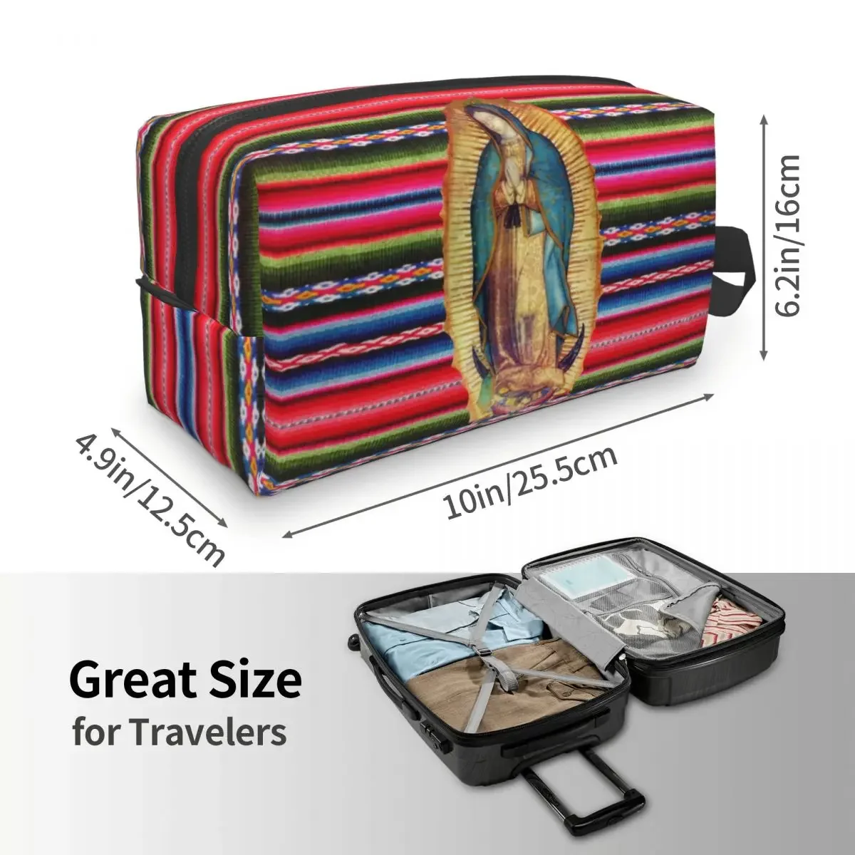 Our Lady Of Guadalupe Virgen Maria Zarape Travel Toiletry Bag Women Virgin Mary Catholic Cosmetic Makeup Bag Storage Dopp Kit