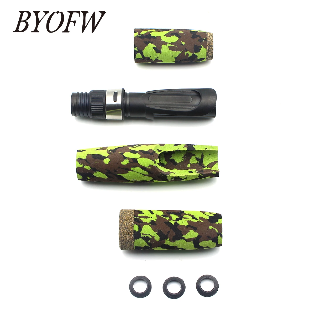 Imagem -03 - Byofw-eva Foam Butt Spinning Vara de Pesca Handle Kit Camo Verde Split Grip 16 Ips Assento Carretel Similar Pole Building Repair