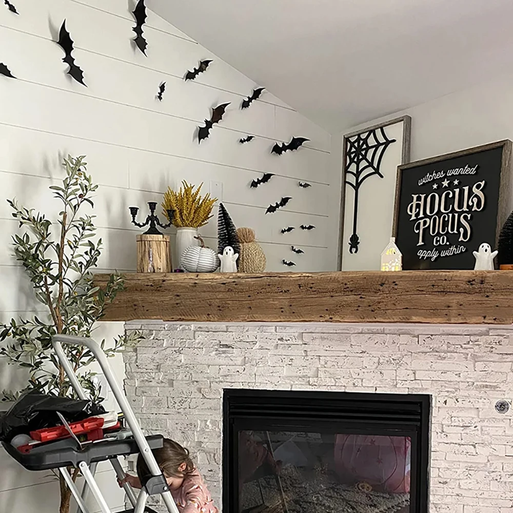 Halloween Bats Decoration,Black Pvc Bats On The Wall Decor,Halloween Bat Wall Stickers,Horror Front Porch Decor