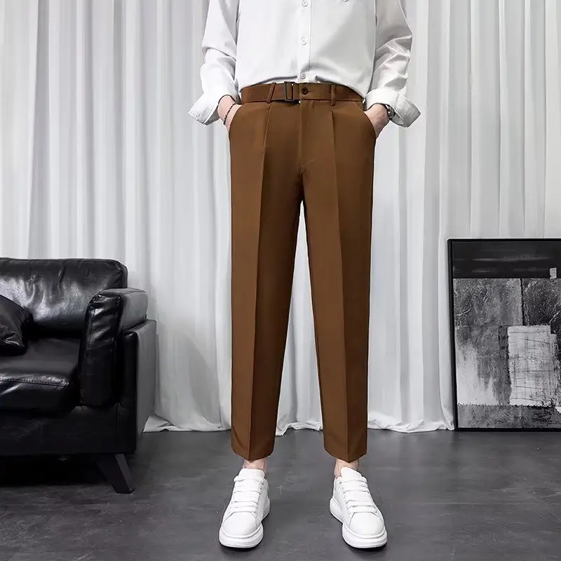 

2023 New Spring Male Chic Straight Formal Trousers Casual Office Luxury Fashion Men's Business Regular Slim Fit Suit Pants B105