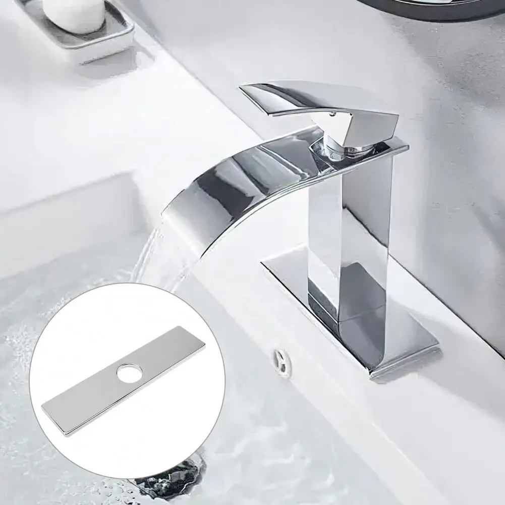 10 Inch Square Stainless Steel Faucet Deck Plate with 1.37 Inch Round Hole and Foam Pad for Non-Slip Installation