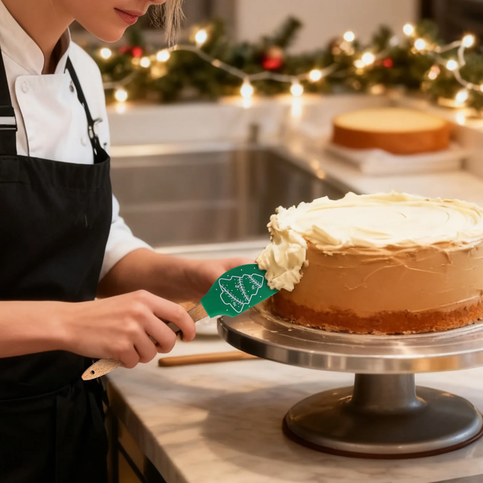 

3Pcs Baking Spatulas Silicone and Wood Cake Scrapers Smooth Flexible Heads for Efficient Mixing Forming Baking Party Tableware