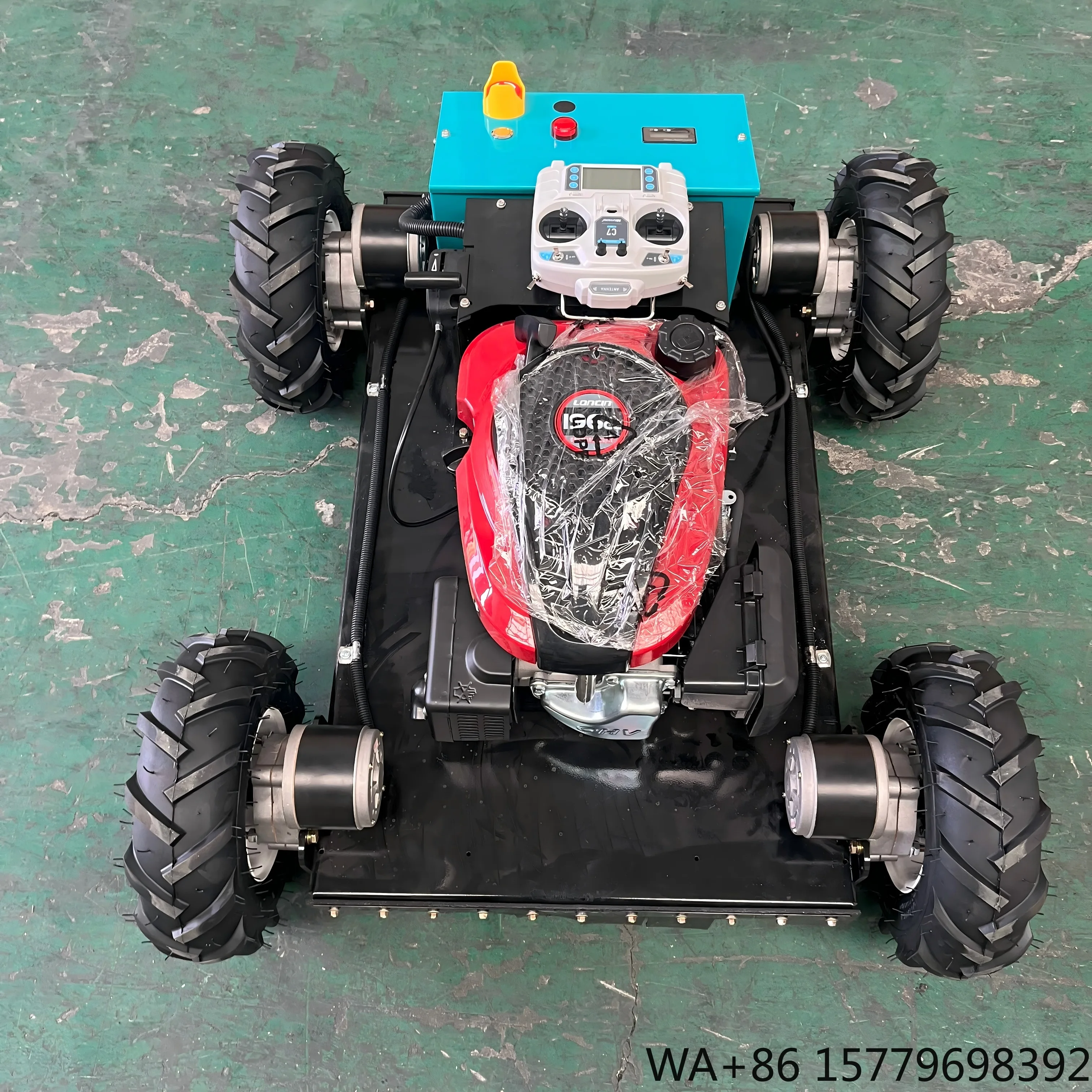 Professional High Quality Battery Powered 24V CE EPA Approved Rubber Track Remote Control Lawn Mower