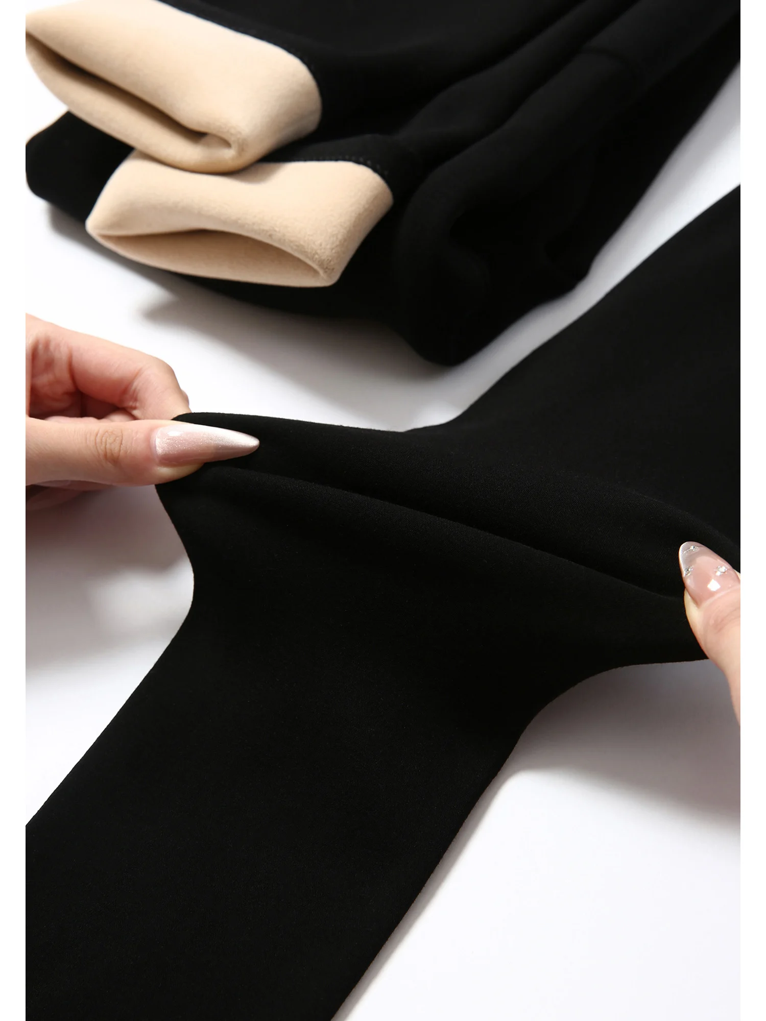 

ChangDX High Waist a Fce Lined Leggings Women's Casual High Elastici Slimming Base Layer Pants for All Seasons