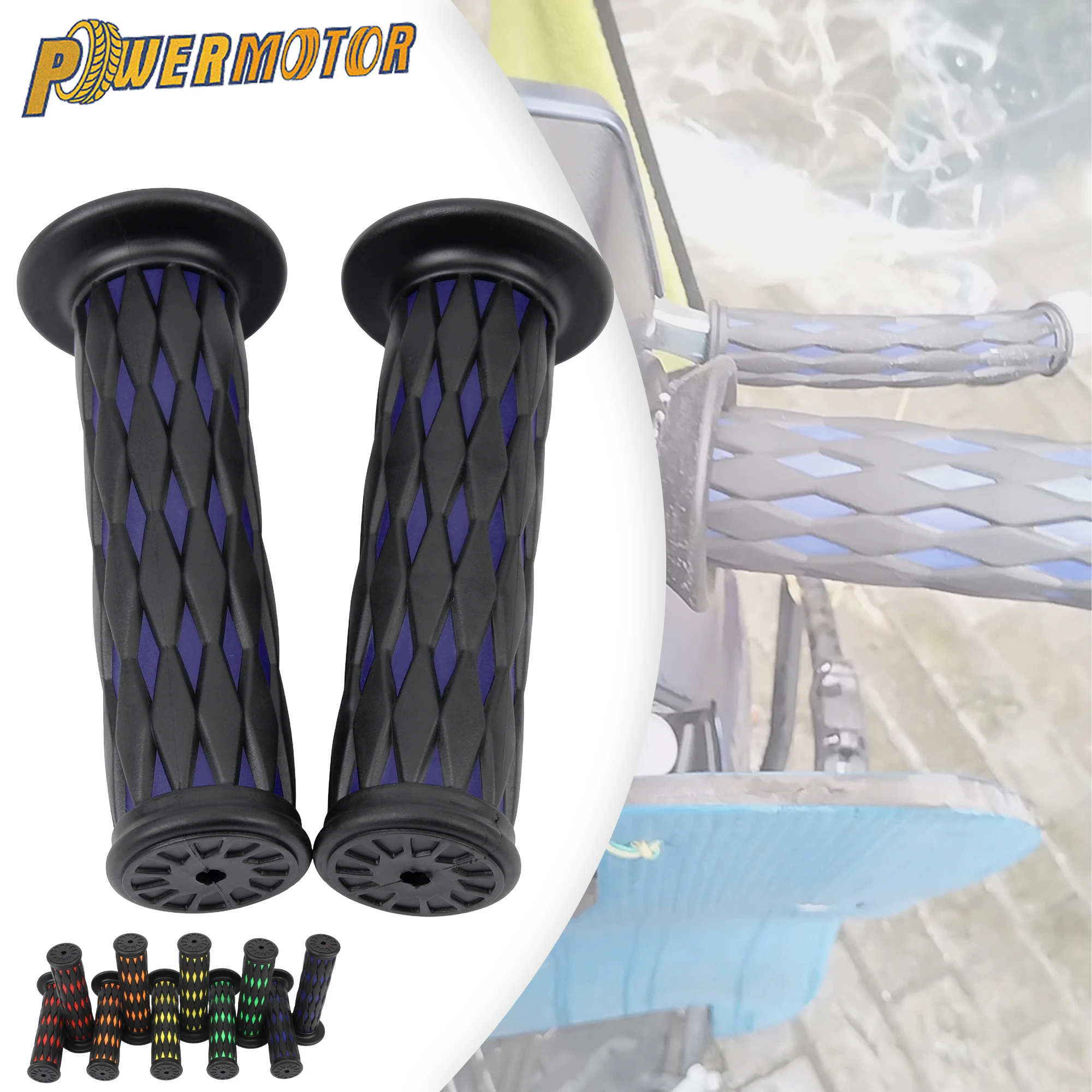 

7/8" 22mm Motorcycle Handles Grip Two-color Anti-slip Grille Handle Cover Rubber Grips Universal Dirtbike Motocross Scooters