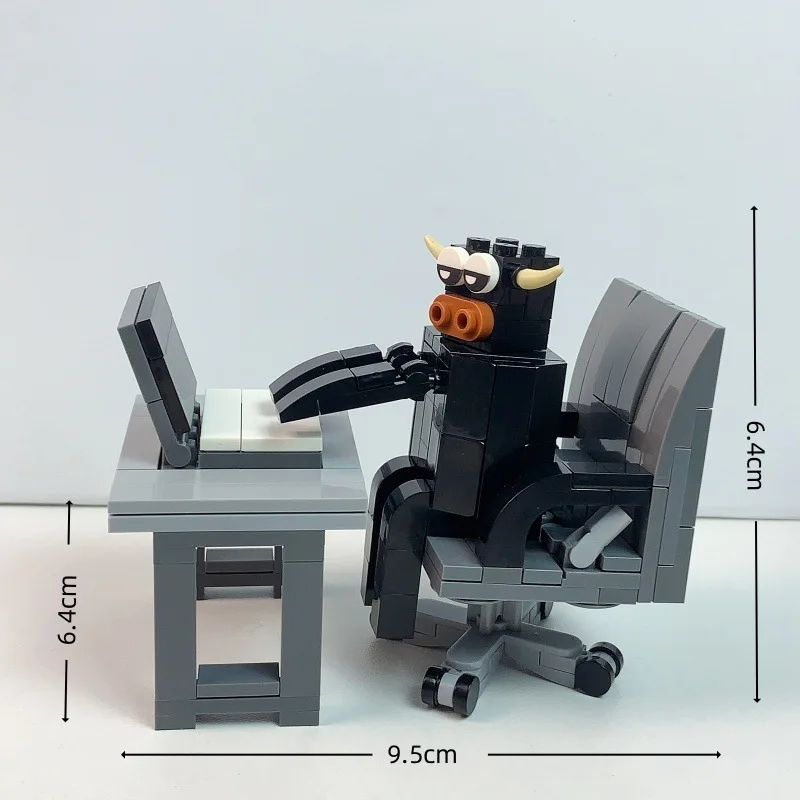 MOC Building block cattle horses shrimp model figurines, puzzle assembly, randomly mixing, Internet celebrity creative parodies