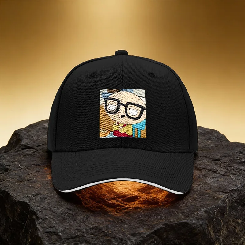 Big Head Black Frame Glasses Expression Hat Unisex Printed Baseball Cap Sandwich Duckbill Cap Sports Hat Suitable for Daily Comm