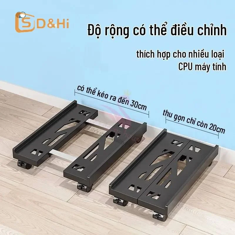 Picture 3: Desktop Computer Case Stand Base Telescopic Bracket Case Tray Caster Height-Adjustable Storage Rack