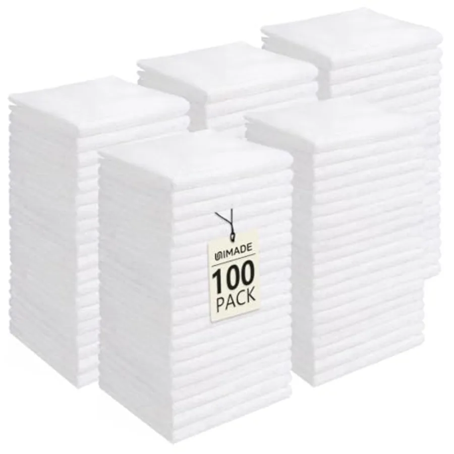 

Washcloths Bulk - 100 Pack - Face Towels 12" x 12" Highly Soft Wash Cloths and Hand Towels Fast Drying Multi-Purpose Microfiber