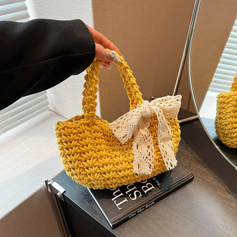 Gewebte Tasche für Damen, Neuer Ausländischer Stil, Strandtasche für den Urlaub am Meer, Modische Tragbare Strohtasche, Gemüsekorb