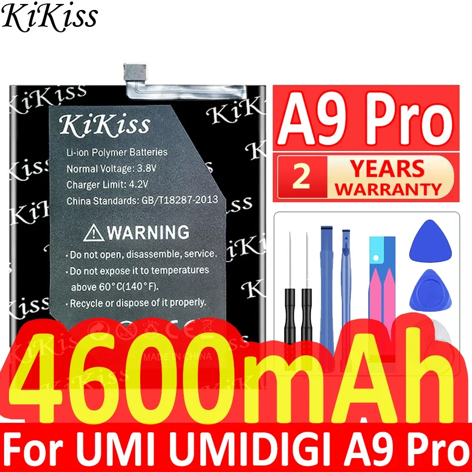

4600mAh KiKiss Powerful Battery for UMI UMIDIGI A9 Pro A9Pro Batterie Bateria Cell Phone Replacement Batteries + Gift Tools