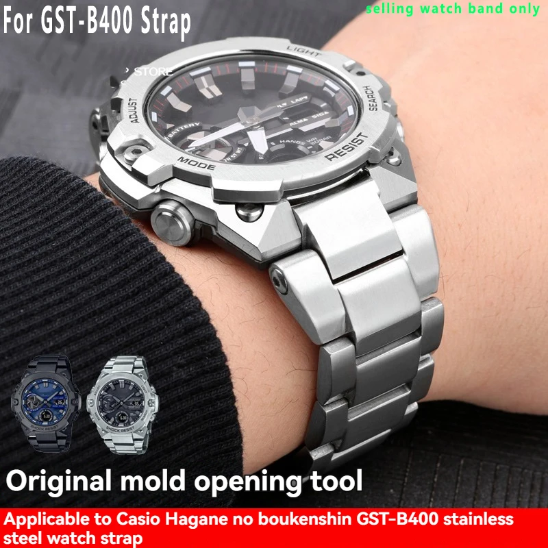 

Ремешок для часов из нержавеющей стали для g-shock casio GST-B400, сменный ремешок для часов gst b400, металлический ремешок, мужские аксессуары для часов 14 мм