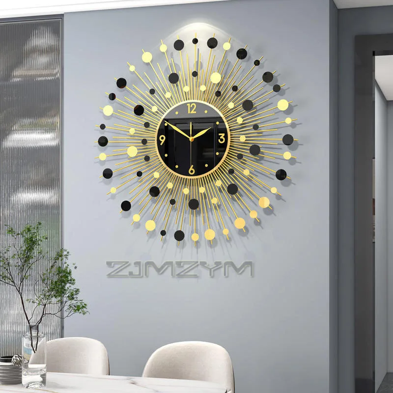 Round Metal Wall Clock Living Room Silent Art Clocks Light Luxury Creative Wall Watch Internet Celebrity Office Home Decor