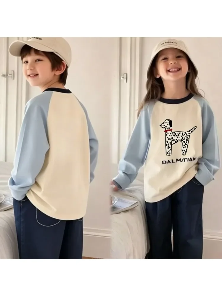 Baumwoll-T-Shirts für Babys, Jungen und Mädchen, farbblockierende Langarm-T-Shirts, lässige Mode, Kinderkleidung, Basishirts – Detail 2