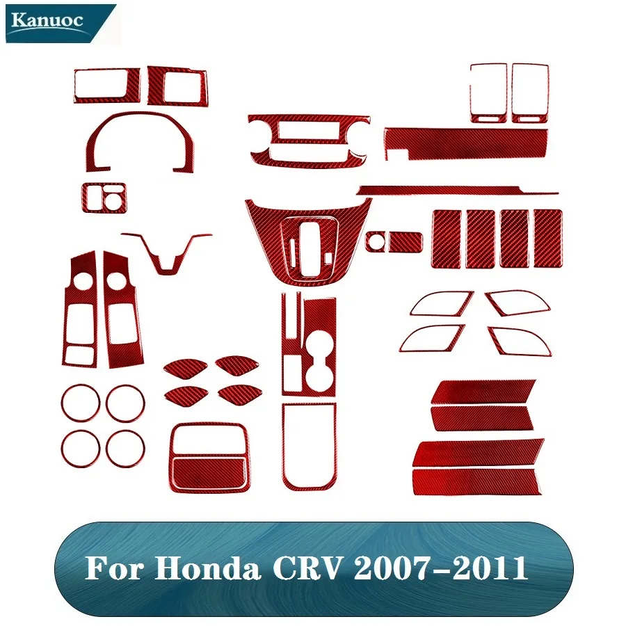 Car Carbon Fiber Red Stickers Car Interior Decorative Accessories Various Parts For Honda CRV 2007 2008 2009 2010 2011