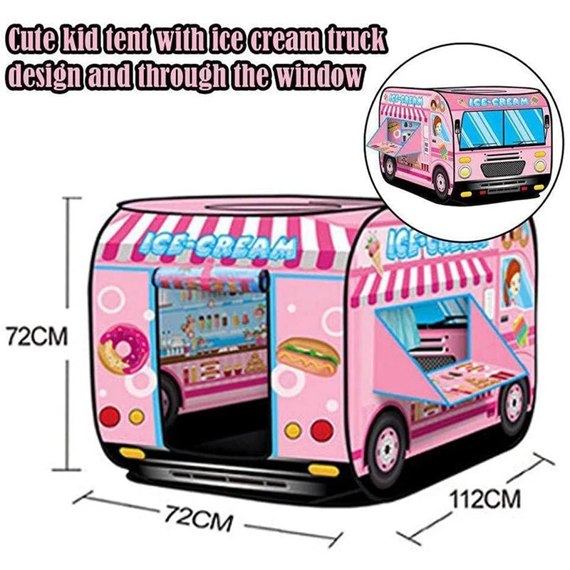 Ice Cream Truck Kids Play Tent - Foldable Indoor And Outdoor Playhouse For Toddlers, Boys And Girls