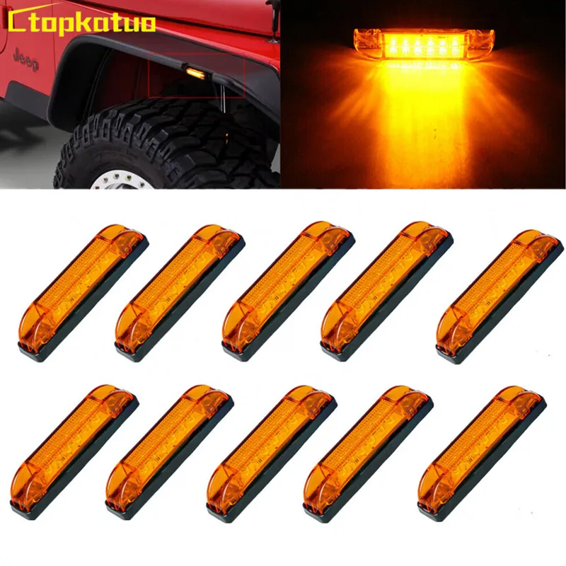 

10PCS Amber/Red /White Side Marker Clearance Lights 6 LED for Truck Trailer Lamp 12V Truck Indicators Light Lorry Lighting
