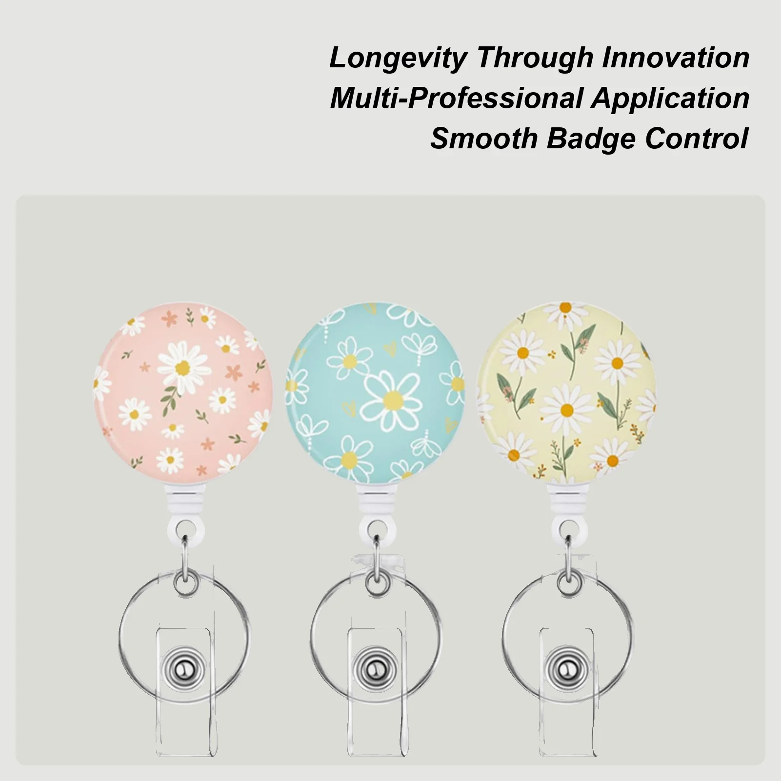 Retractable Badge Holders 3 Pieces Clear Window Quick Access Work Badge Holder With Retraction for Nurse Teachers Students
