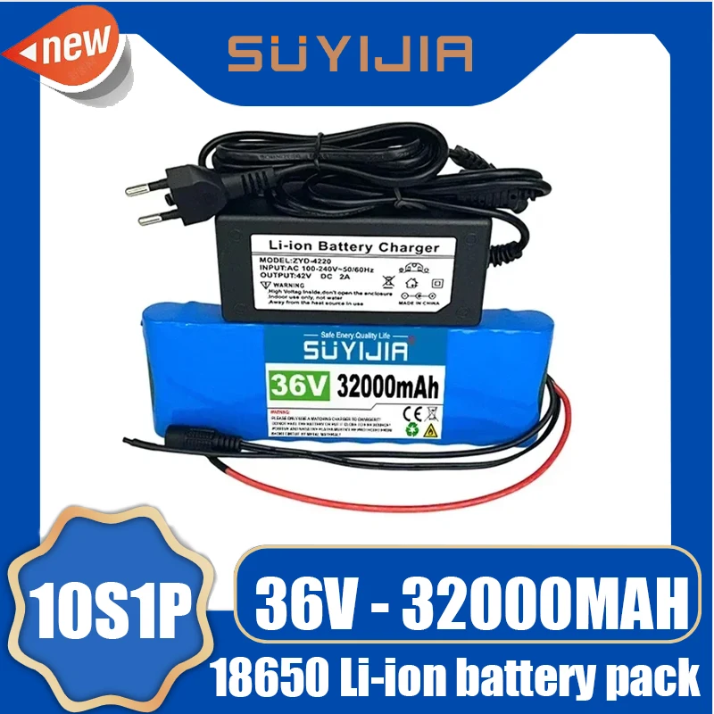 

100% Original 36V 32000mAh 10S1P 18650 Rechargeable Li-ion Battery Pack for Electric Bike Scooter 20A BMS 36V 30Ah+42V2A Charger