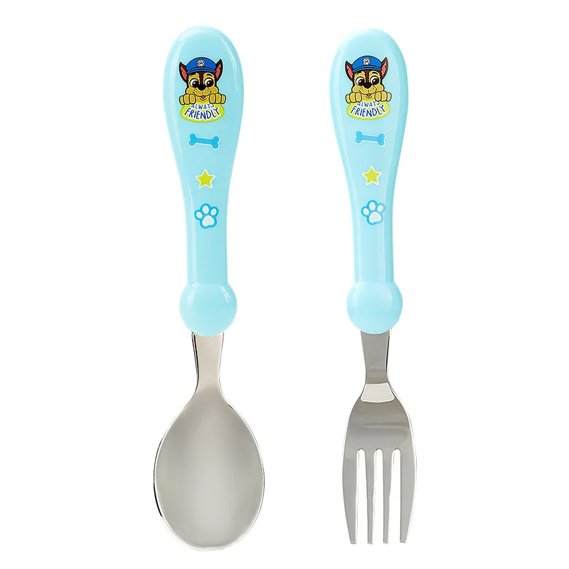 OPP Bag Genuine PAW Patrol 2pcs Cartoon Kids Spoon Fork Set Dessert CHASE SKYE Baby Gadgets Feed Kid Children\'s Cutlery Toy Doll