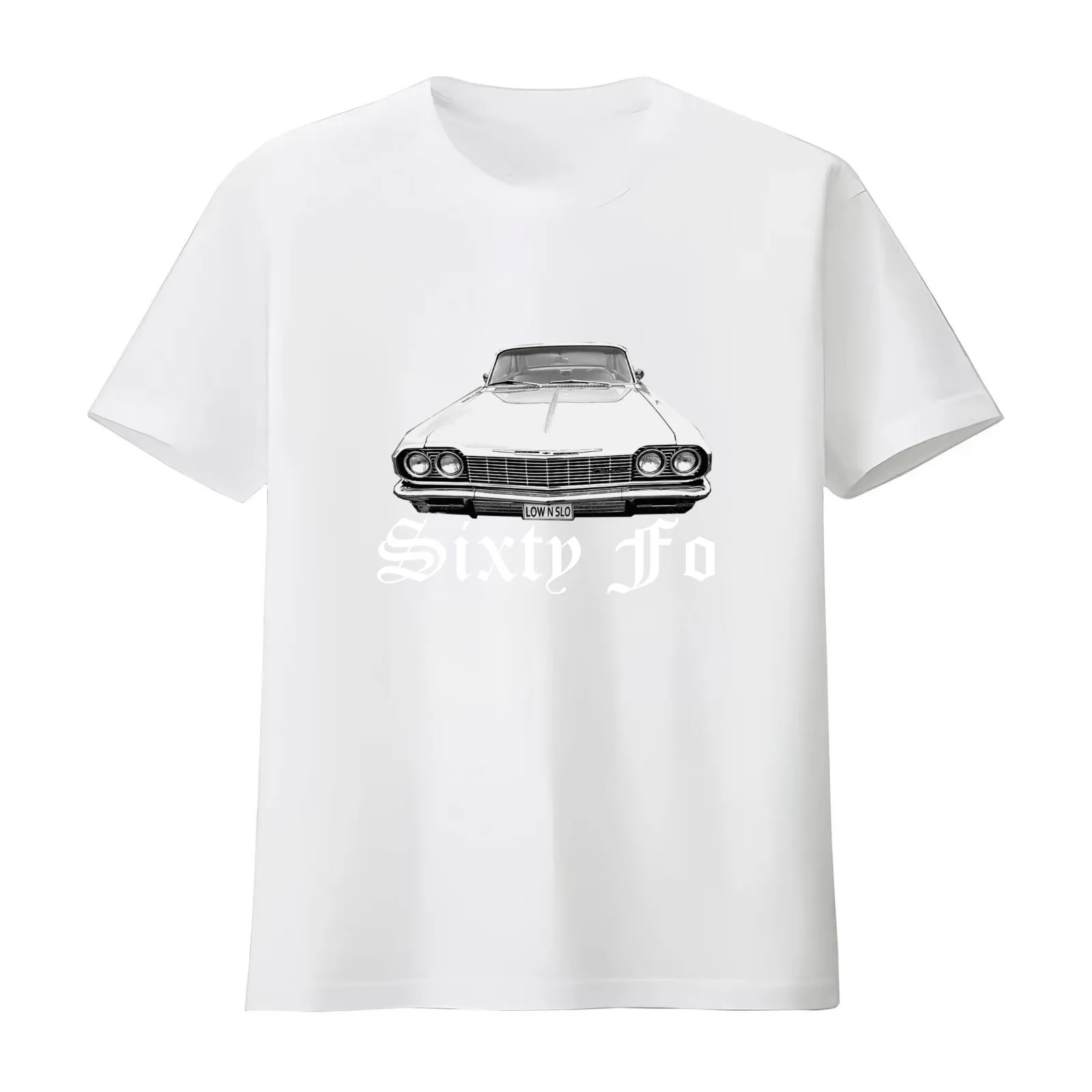 Sixty Fo' T-Shirt Summer Casual Cotton Tee Oversized Streetwear Tops Vintage Graphic Print Loose Fit Short Sleeve