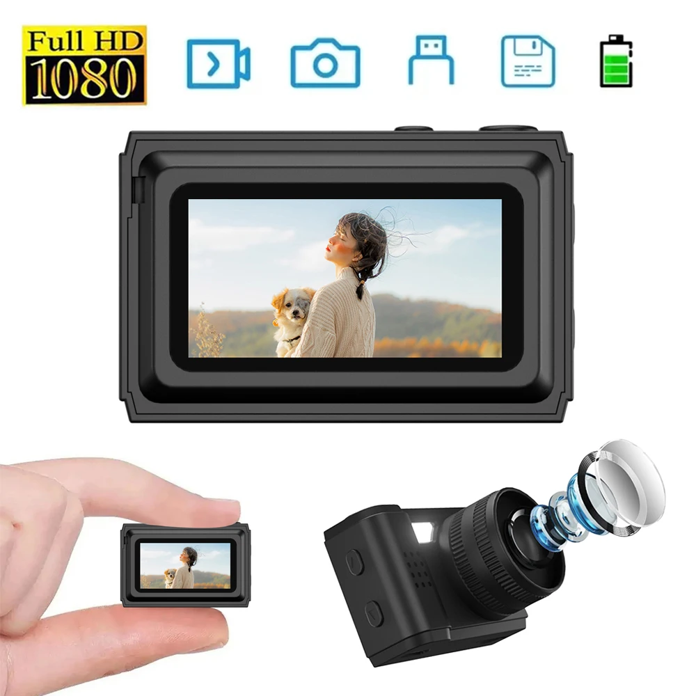 Mini Camera With Screen Indoor Home Outdoor Sport HD 1080P Portable Vintage Small Mini Camera Video Recorder Built-in Microphone