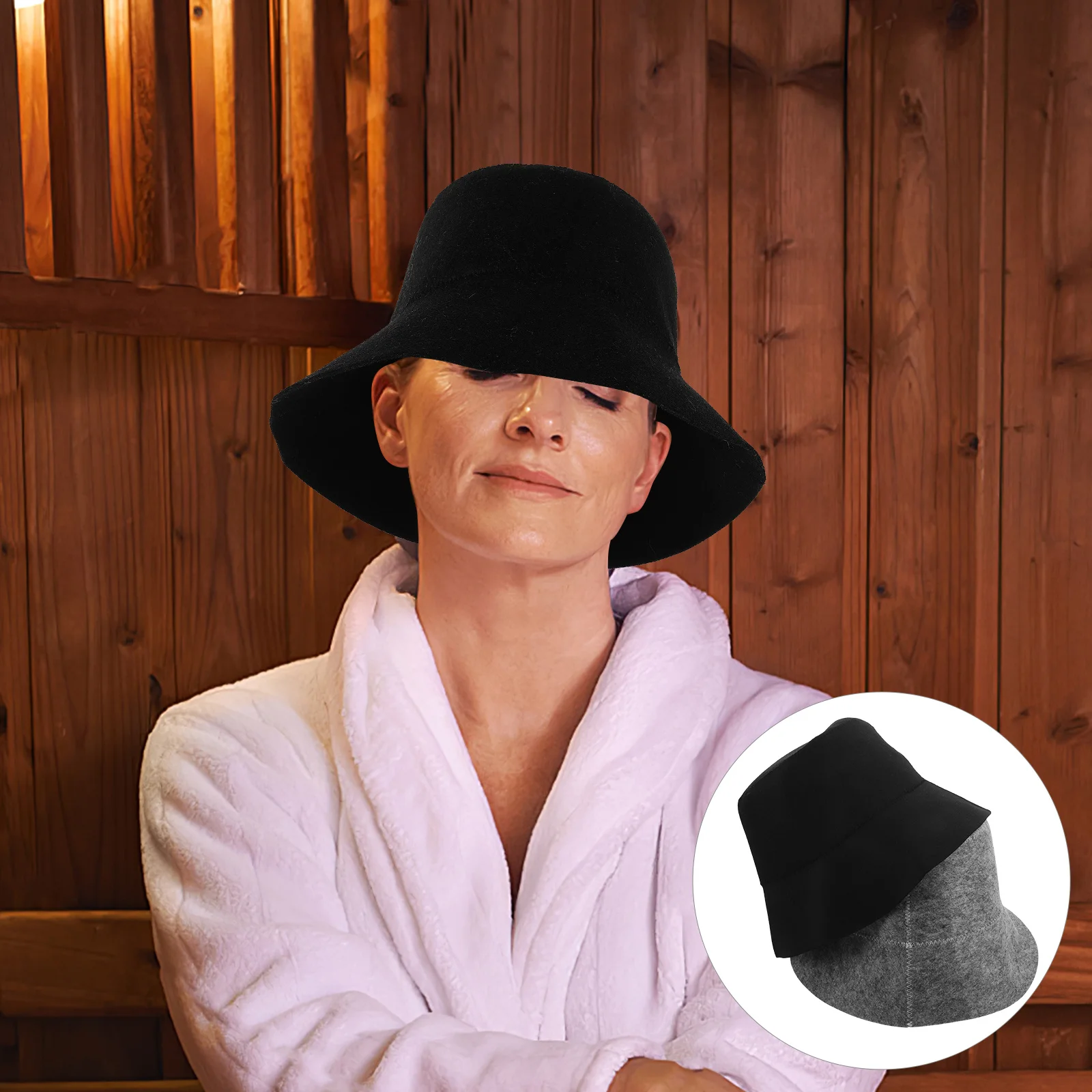 

2Pcs Sauna Fisherman Hat Felt Wool Breathable Sauna Cap Hair Protector Steam Room Bath Spa Bathroom Cap Steam Room Hat
