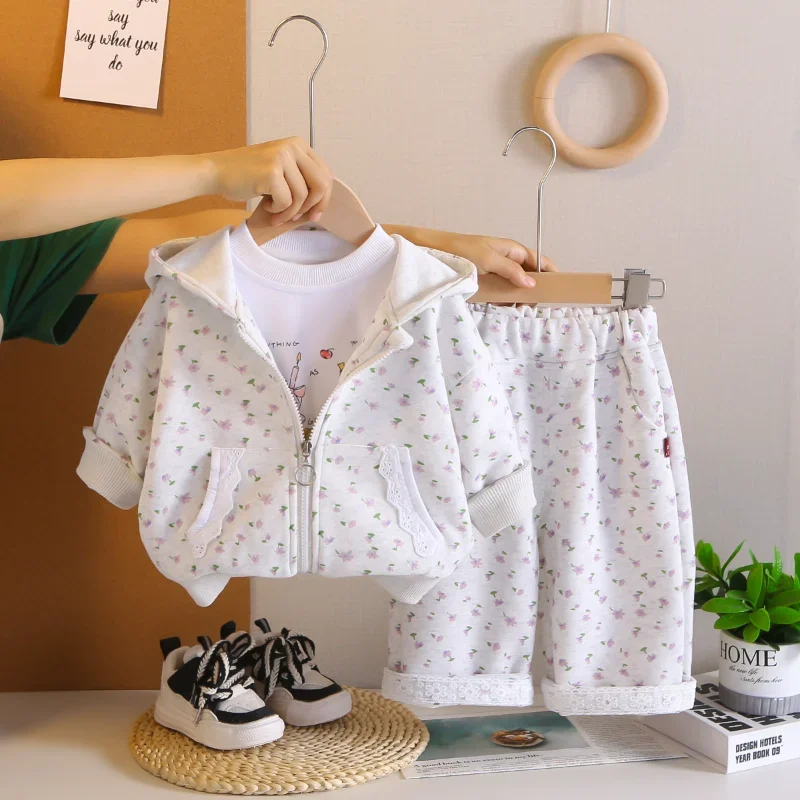 

New Spring Autumn Baby Clothes Suit Children Hooded Jacket T-Shirt Pants 2Pcs/Sets Fashion Kids Girls Clothing Infant Tracksuits