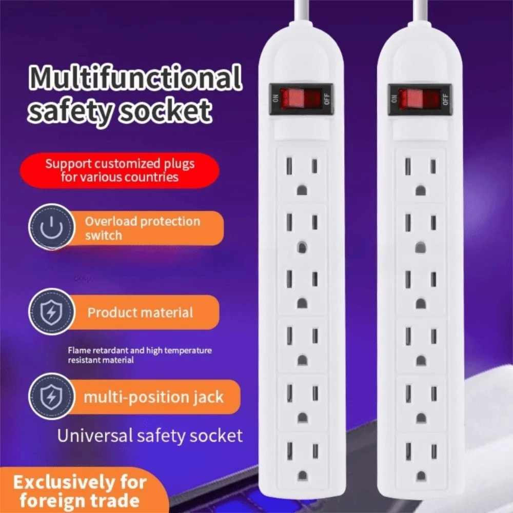 

Safe 2m Cable Power Strip American Standard Universal US Standard Socket Plug Power Strip Socket Converter