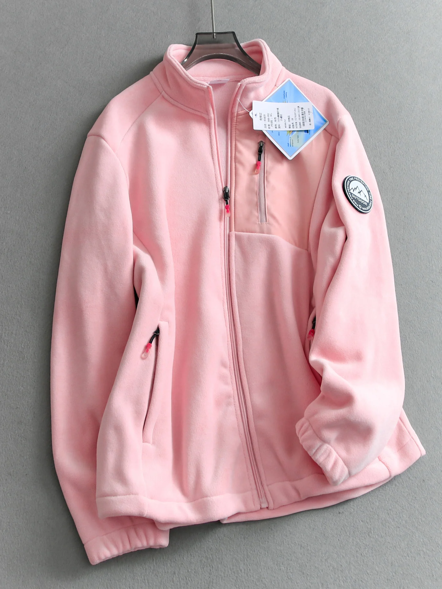 Thickened Fleece Women's Jacket Stand Collar Long Sleeve Warm Windproof Outdoor Style Polyester Fiber Zipper Closure  Color