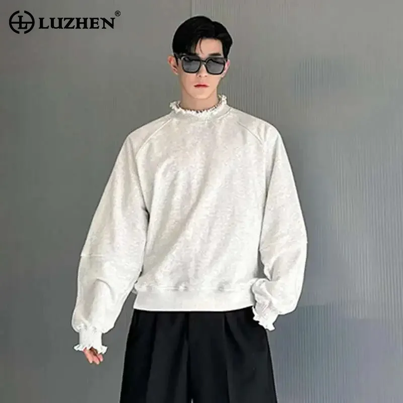 LUZHEN Sweatshirt Burr 2026 Design Loose New Original Edge Men's Fashion High Quality Solid Color Elegant Casual T-shirts JY9187