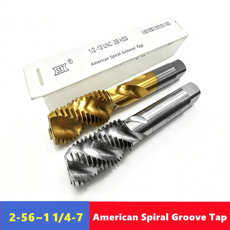 HSS American Spiral Groove Tap 4-40 8-32 10-24 1/4 5/16 3/8 7/16 5/8 1/2 3/4 1Inch, 1-1/4, Internal Thread Tapping Repair Tool