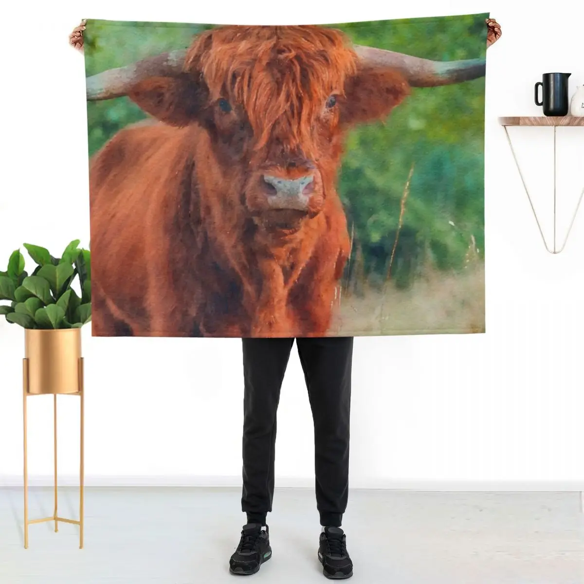 Highland cow watercolor painting #11 Throw Blanket Camping Bed covers Flannel Summer Beddings Multi-Purpose Summer Blankets