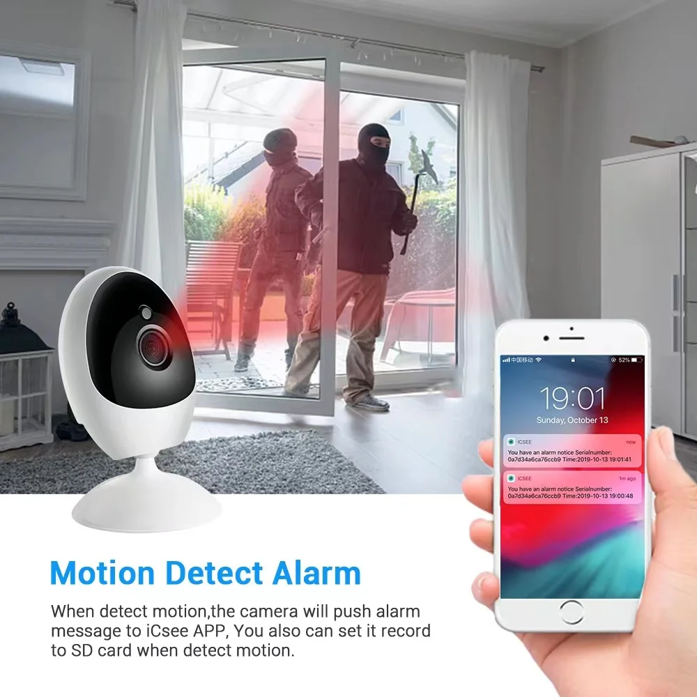 ICSEE 1080P Smart Home Indoor Camera Pet Monitor Security Protection Mini Wireless Fisheye Camera Two Ways Audio