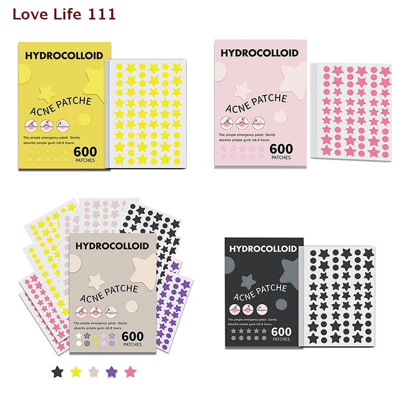 

Новинка, 600 шт./компл., пластырь со звездами и прыщами, красочные невидимые наклейки для удаления прыщей, уход за кожей, консилер, пятно для лица, инструменты для макияжа