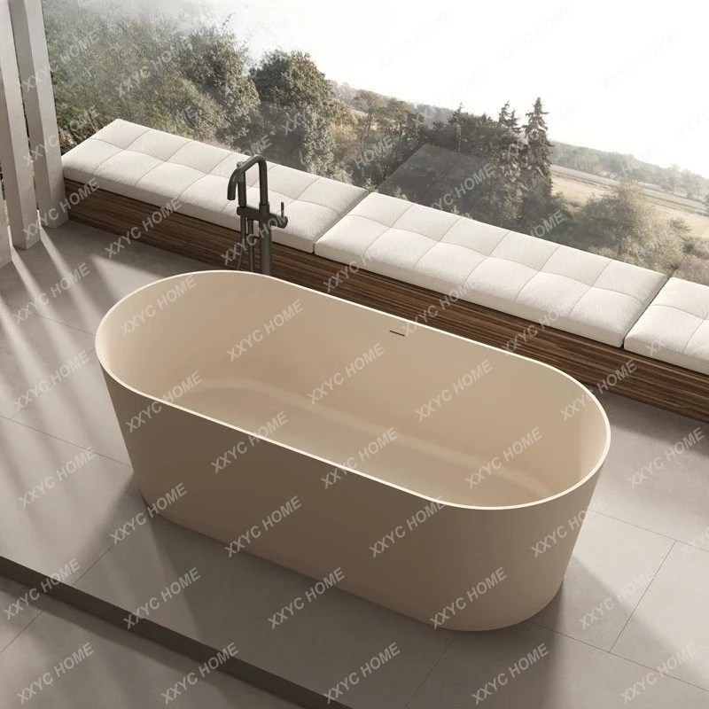 Integrated bathtub Couple double hotel Home free-standing artificial stone oval bathtub