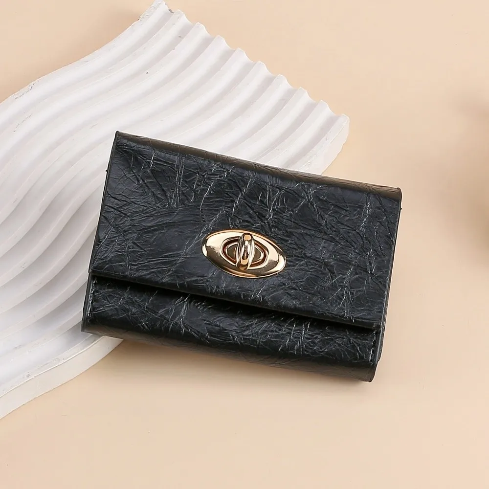 New Short Women Wallet Solid Color Waterproof Coin Purse PU Leather Multi Layer Credit Card Holder Gifts