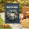 Wreath Garden Flag, Rustic Charming Pumpkins Flowers Fall Blue Double Sided Burlap Yard Decorative Flags for Outdoor Patio L llz