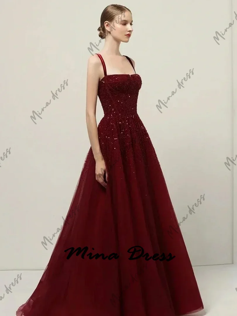 

Mina Customized Sleeveless Gala Dresses 2024 Sequins Robe De Soiree Femmes Backless Women Evening Dress Formal Occasion Dresses