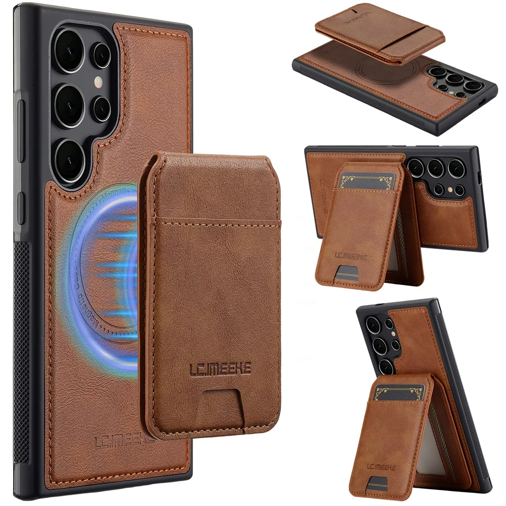 Luxury Wallet Leather Detachable Magnetic Cards Holder Case For Samsung Galaxy S26 S25 S24 S23 S22 Ultra Plus Pocket Bag Cover
