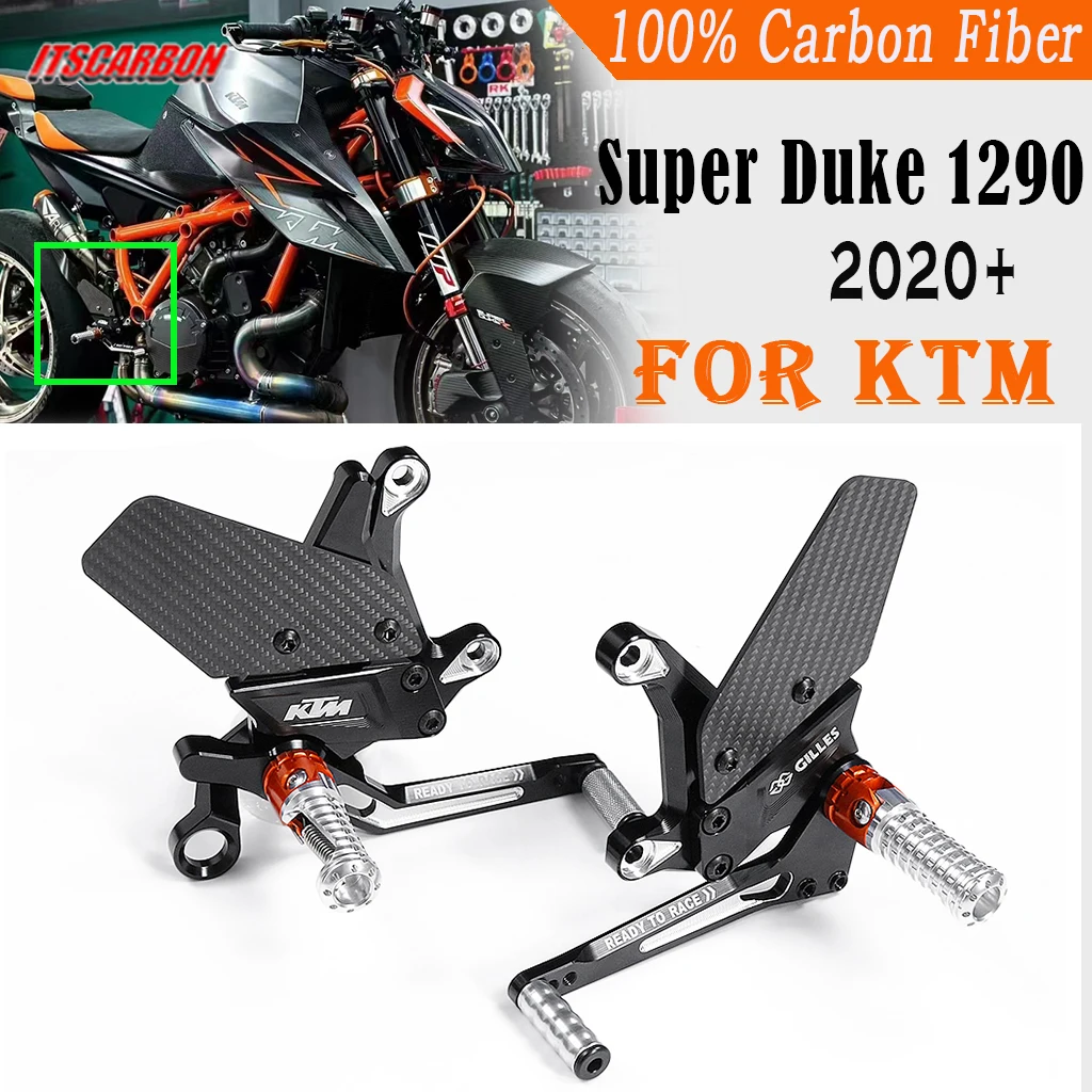 Motorcycle Adjustable Carbon Fiber Footrests Rearset Footpegs Rearsets for KTM Super Duke R 1290 2020 - 2023 2022 2021