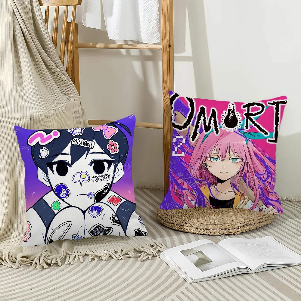 Cartoon Game Omori Pillow Case Home Decoration Cushion Cover Suitable For Bedroom Car Office Sofa